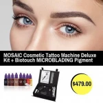 "BioTouch Permanent Makeup MOSAIC Cosmetic Tattoo Machine Deluxe Kit & MICROBLADING PIGMENT Ink for 3D BROWS 8 bottles 15 ml "