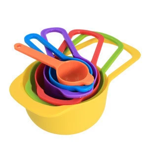 Rainbow Measuring Spoons 6pcs Set Plastic Measuring Cups Scoop with Scale for Cooking Baking Kitchen Tools