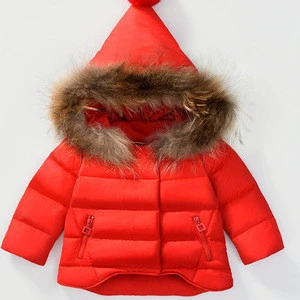 Real Fur Hooded Children Girls Winter Coat Baby kids Overcoat Padded Down Coats M7082901
