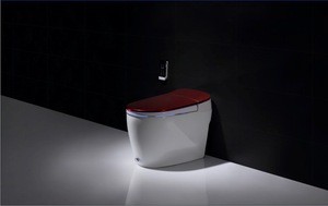 Red color ceramic intelligent wc one piece s trap smart toilet automatic golden toilet bowl