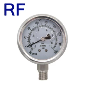 RF Stainless Steel 1/4&quot; MNPT -30Psi~160Psi Gauge For BHO Closed Loop Extractors