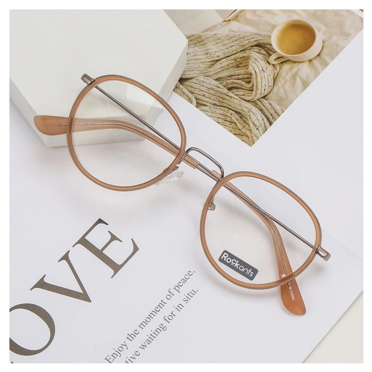 Rock ants  main product classic design round acetate metal glasses handmade optical eyeglasses frames