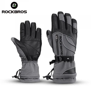 ROCKBROS Ski Motorcycle Waterproof Fleece Thermal Gloves Snowboard Snowmobile Gloves Men Women Winter Snow Gloves