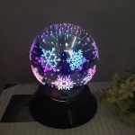 Rotary type 3D glass ball night light LED firework lamp for home decoration