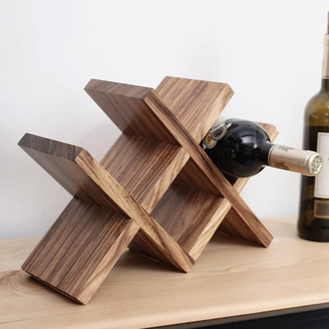 Rustic Wine Bottle Holder Tabletop Wooden Wine Organizer Rack With Wine Accessories Gift Kit
