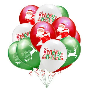Santa Snowman Printed Balloon Merry Christmas Latex Balloons 10pc set
