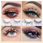 Sequin fake eyelashes, peach heart glitter, small flower stickers, sequin synthetic fiber performance, Christmas party eyelashes