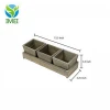 Set of 3 Rustic Style Wood Succulent Planter Square Pots w/ Tray, Brown