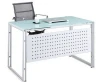 simple furniture tempered glass top metal frame small office desk item no 1002