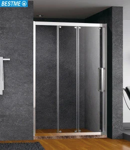Sliding glass shower door handles acrylic bath tray 8mm tempered glass shower room