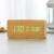 Import small order modern square colorful wooden bamboo digital single face thermometer led alarm clock rechargeable alarm clock from China