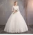 Import Spring New Arrival Elegant Plus Size Three Quarter Sleeve Ivory Lace Flower Floor length Ball Gown Wedding Dress from China
