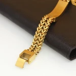 SSB120109-G 2layers twisted 18k gold color cnc micro pave cuban link bracelet