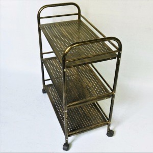 SSJS order made available vintage stainless steel salon trolley cart