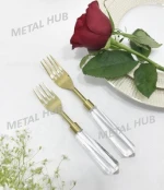 Stainless Steel Gold Flatware Set W/Lucite Handle S/5 & 7 Pcs. place setting