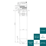 Stock for 250 ml to 400 ml 24/410 PET bottle production: clear 24mm 33g PET preform