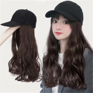 Synthetic Braided Long Straight Human Hair Baseball Hat Outdoor Travel Curly Wig Hats