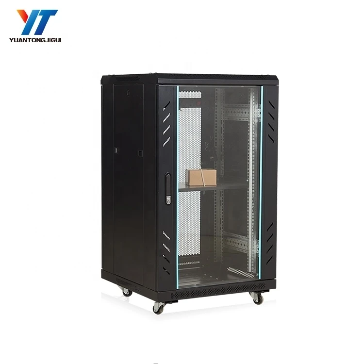 Telecommunication box 19inch 22u Network cabinet with glass door and security lock
