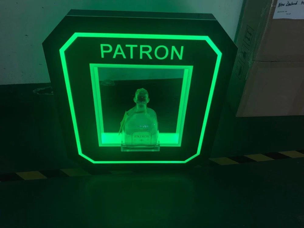 Tequila Patron Display Decor LED Light Sign mirrored Bottle Presenter Wine Pourer