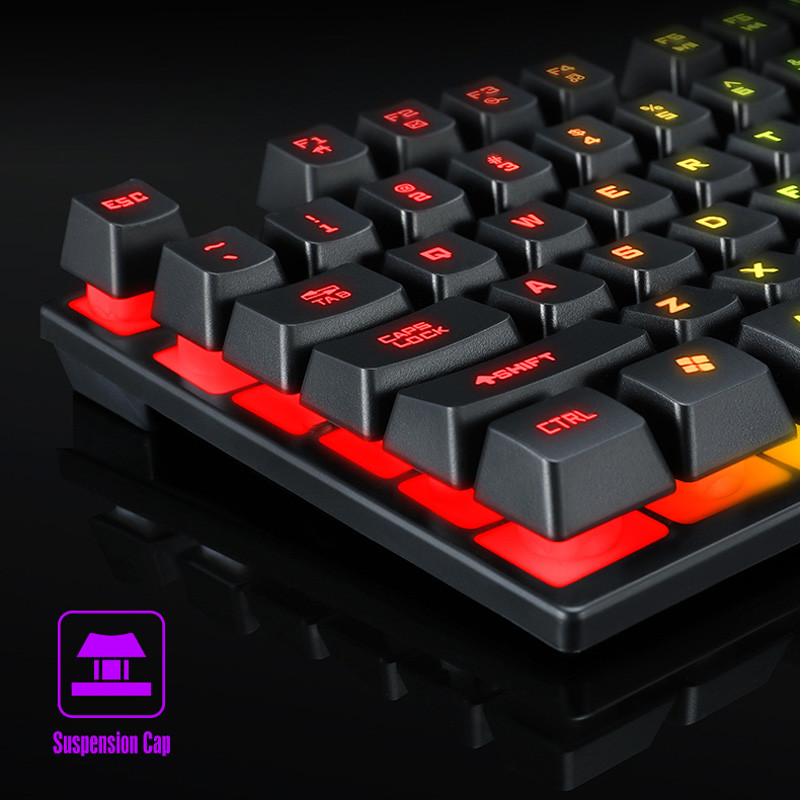 Buy Tf200 Gaming Keyboard Rainbow Led Light 104 Keys Ergonomic ...