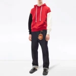 The latest design color block stitching drawstring rib cuff and bottom men's hoodies