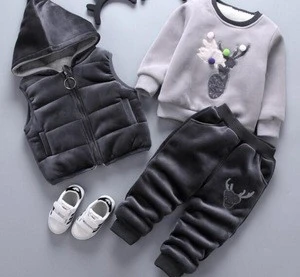 top quality 2018 new arrival baby kid winter clothing sets with fleece inside