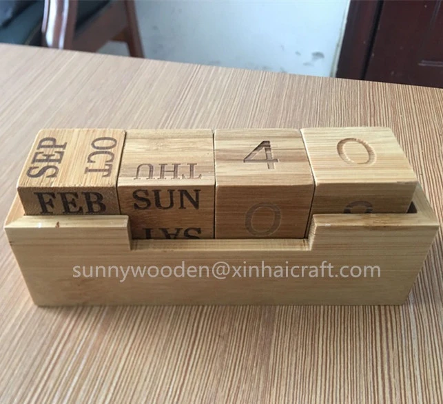 Top qualitydesk calender custom style  bamboo wood