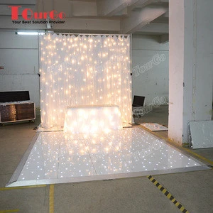 TourGo 20ft x 20ft White LED Starlit Dance Floor with Backdrop for Wedding Stage Decoration