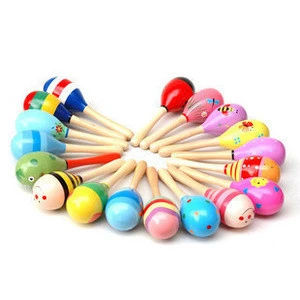 Toys For Kids 2019 Montessori Small Wooden Sand Hammer Colored Baby Toys Wooden Musical Instruments