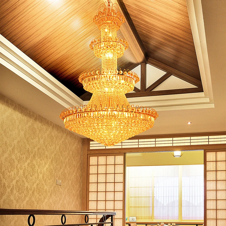 Traditional High Ceiling Pendant Lamp Large Classic Crystal Chandelier