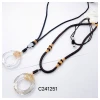 Trendy Men Women Round Square Twisted Braided Cord Rope Pendant Necklaces Hemp Rope Leather Necklace Charm Necklaces Rope Chain