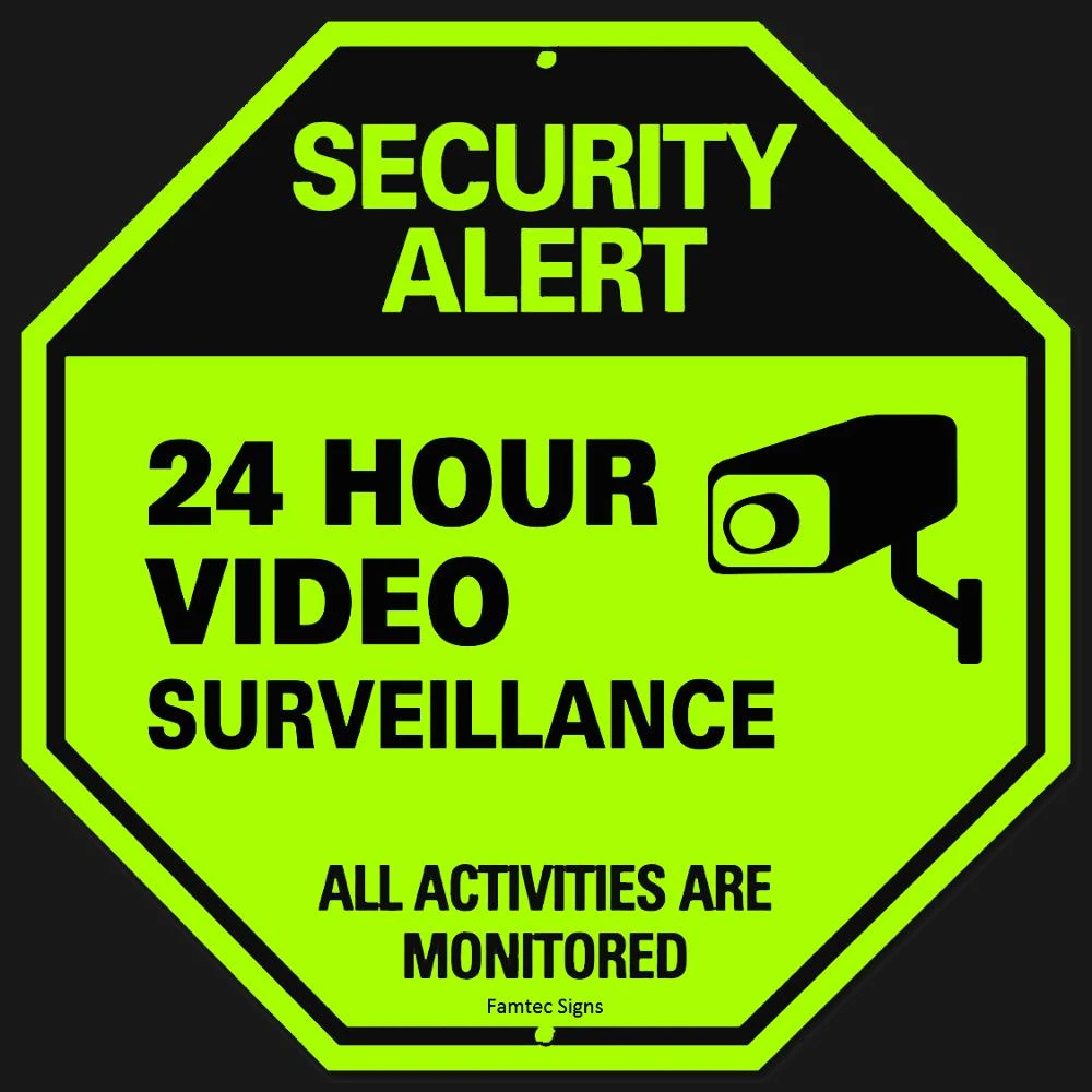 TS02B Wholesale Aluminum Reflective Street video surveillance camera CCTV Warning Security Yard Sign Board,Safety Road Sign Boar