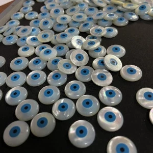 Turkey10mm white mop shell evil eye beads round evil eye jewelry