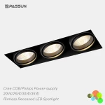 two head aluminium rimless grille led down light led recessed grille lights