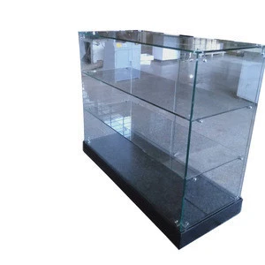 Two layers of glass glass counter with movable door glass display showcase