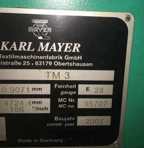 Used Karl Mayer TM warp knitting machines