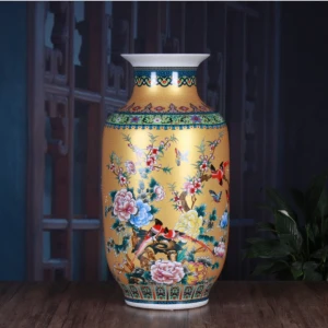 Vintage large porcelain vase floor winter melon shape  ceramic vase