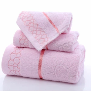 Water cube plain cotton towel set of three custom LOGO