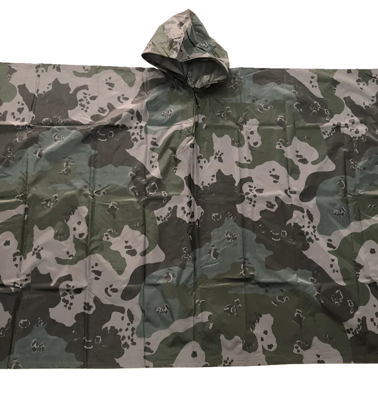 Waterproof Army muticam Camouflage Ponchos Military adult poncho cape raincoat plastic poncho