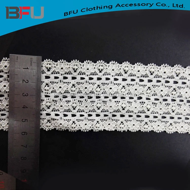 white nylon cotton lace elastic lace 5cm width