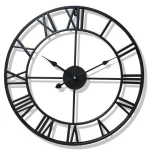 Wholesale 60cm 24" Round Metal Skeleton Roman Numerals Minimalism Industrial Home Decor Decoration Modern Wall Clocks for sale