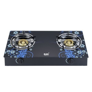 Wholesale blue printing glass top black 2 burner liners accessories for cylinders double oven gas stove