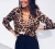 Import wholesale casual sexy leopard print blouse V neck long sleeve button top shirt women from China