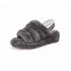 Wholesale comfortable non-slip fur slides sheepskin winter slipper for women