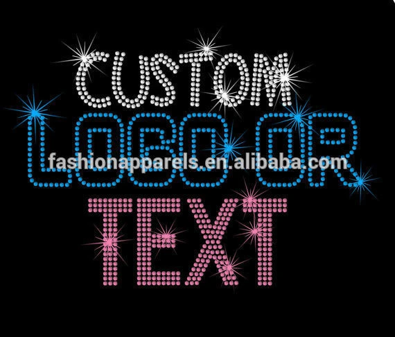 Wholesale Custom logo or text bling crystal rhinestone heat transfer