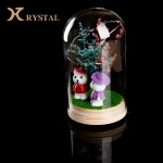 Wholesale Fashion LED Light Wooden Base Glass Bell Dome For Decorative Gift customization acceptable