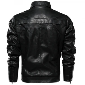Wholesale  fashion stand collar mens jacket slim motorcycle leather jacket