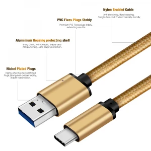 wholesale in stock nylon braided usbc cable 3A 60w type c fast charging data cable usb type c to cable 3.0