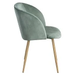 Wholesale Iron frame wooden texture transfer metal feet short Italian flannel single leisure sofa guest waiting dining chair