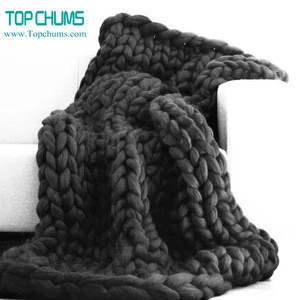 Wholesale polyester acrylic Merino wool cable chunky knit throw